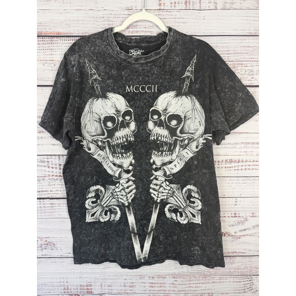 Eighty Eight Gothic Skull Graphic Tee XL Black Y2K